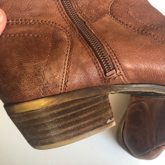 Lucky brand brown leather booties ankle boots - Picture 7 of 8